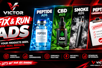 fix and run peptide ads, cbd ads, smoke ads, peptide campaign approval
