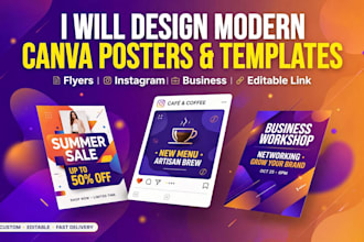 design modern canva posters, flyers and instagram templates