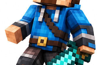 design minecraft character modeling 3d game model skin pixel art game art