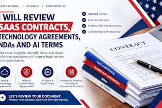 review saas contracts, technology agreements, ndas and ai terms