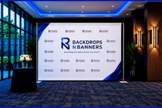 design a professional trade show booth backdrop and banner