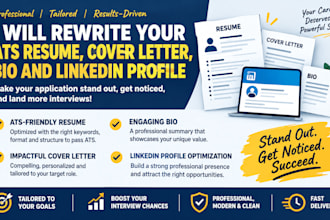 rewrite your ats resume and cover letter bio and linkedin profile