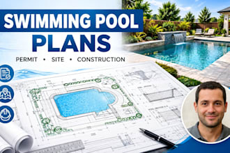design swimming pool plans, permit drawings and construction drawings