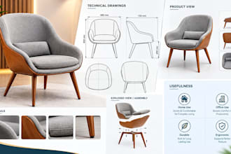 draw product illustration, vector line art and technical drawing for product