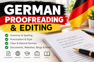 proofread and edit german text, grammar, and documents