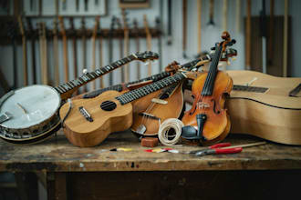 play and record banjo, mandolin, fiddle, violin and ukulele