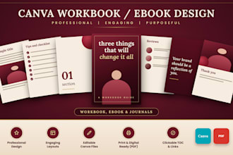workbook, coaching ebook canva, canva work book, canva ebook design, canva ebook