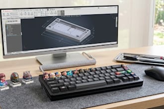 design custom mechanical keyboard case, cherry mx keycaps, cad model stl