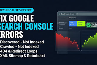 fix google search console indexing errors, sitemaps, and 404 redirects