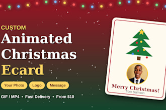 design stunning animated christmas ecard, greeting card, new year video