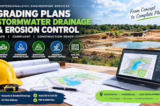 draw grading plans stormwater drainage and eathwork soil erosion control plans