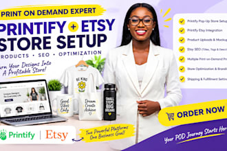 set up printify pop up store, etsy print on demand integration, products SEO