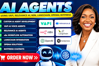 develop ai agents using vapi, relevance ai, n8n, langchain, openai, botpr
