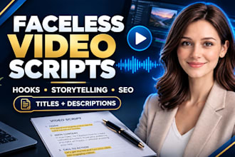 write engaging faceless youtube scripts with SEO titles and descriptions
