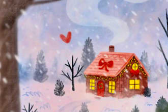 draw cute custom christmas illustration and holiday artwork