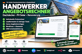 erstelle canva handwerker angebotsrechner dachdecker pv solar renovierung form