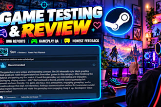 play test and review your game on steam