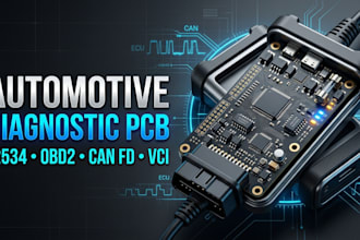 design automotive diagnostic pcb, j2534 pass thru vci, obd2, can fd and ecu