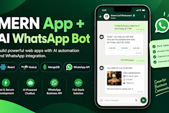develop mern stack web app ai whatsapp ai agent react nodejs mongodb n8n crm api