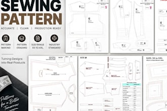 create custom sewing patterns for clothing from sketches and measurements