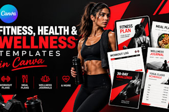 design fitness, health and wellness flyer brandkit media kit canva templates