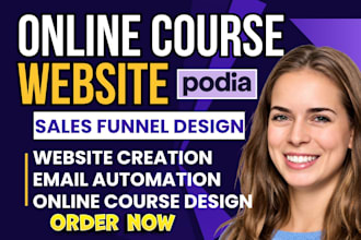 build podia website, online course website, sales funnel, podia membership site
