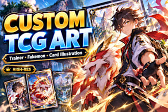draw custom pokemon trainer, fakemon and pokemon tcg card illustration