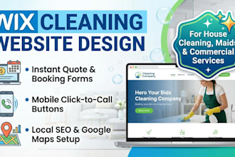 design a wix cleaning website, house cleaning, and maid service website