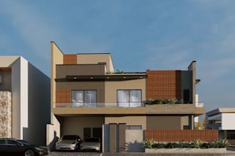 showcase3d duplex villa exterior,estate house design,cgi rooftop,driveway render