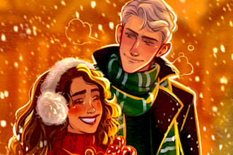 create cute festive christmas digital illustrations and holiday art
