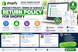 draft privacy policy, terms of service, and return policy for shopify