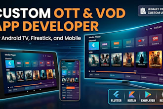 develop custom ott vod and iptv player app for android tv
