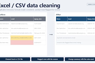 clean excel or CSV data and remove duplicates
