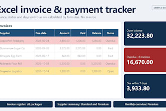 create an excel invoice and payment tracker