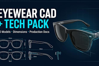 design eyewear cad models sunglasses technical drawings and factory tech packs