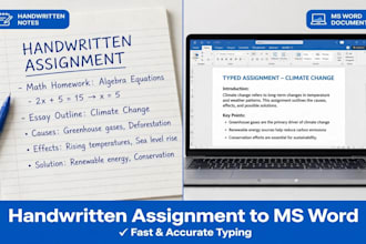 type handwritten assignment into ms word