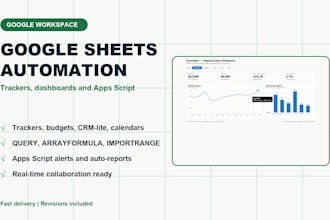 build a google sheets tracker, dashboard or apps script automation
