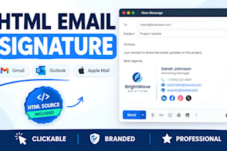 design clickable HTML email signature for gmail, outlook and apple mail