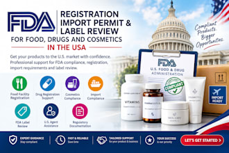 fda registration import permit for food, drug cosmetics in USA, fda label review