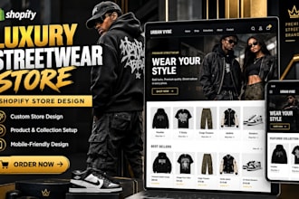 design luxury street wear store, street wear shopify website and clothing store