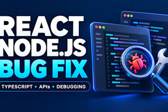 fix bugs in your react node js and typescript application