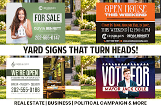 do custom yard sign design, lawn sign, real estate yard signs
