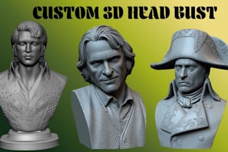 sculpt custom 3d head bust realistic 3d head face likeness stl for 3d printing