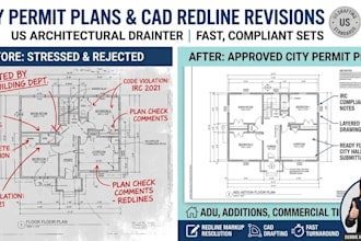 draft city permit sets and fix redlines