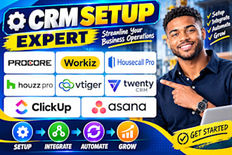 setup procore workiz housecall pro houzz pro vtiger twenty crm clickup asana