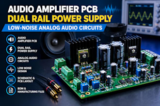 design audio amplifier pcb, dual rail power supply and low noise audio circuits
