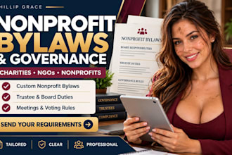 draft nonprofit bylaws with trustee duties and nonprofit governance rules