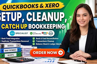 quickbooks and xero setup, cleanup and catch up bookkeeping