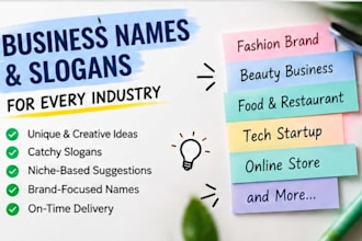 create a unique business name and catchy slogan