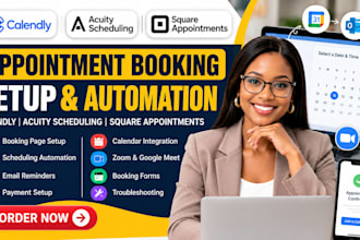 set up calendly, acuity scheduling, square appointments and booking automation